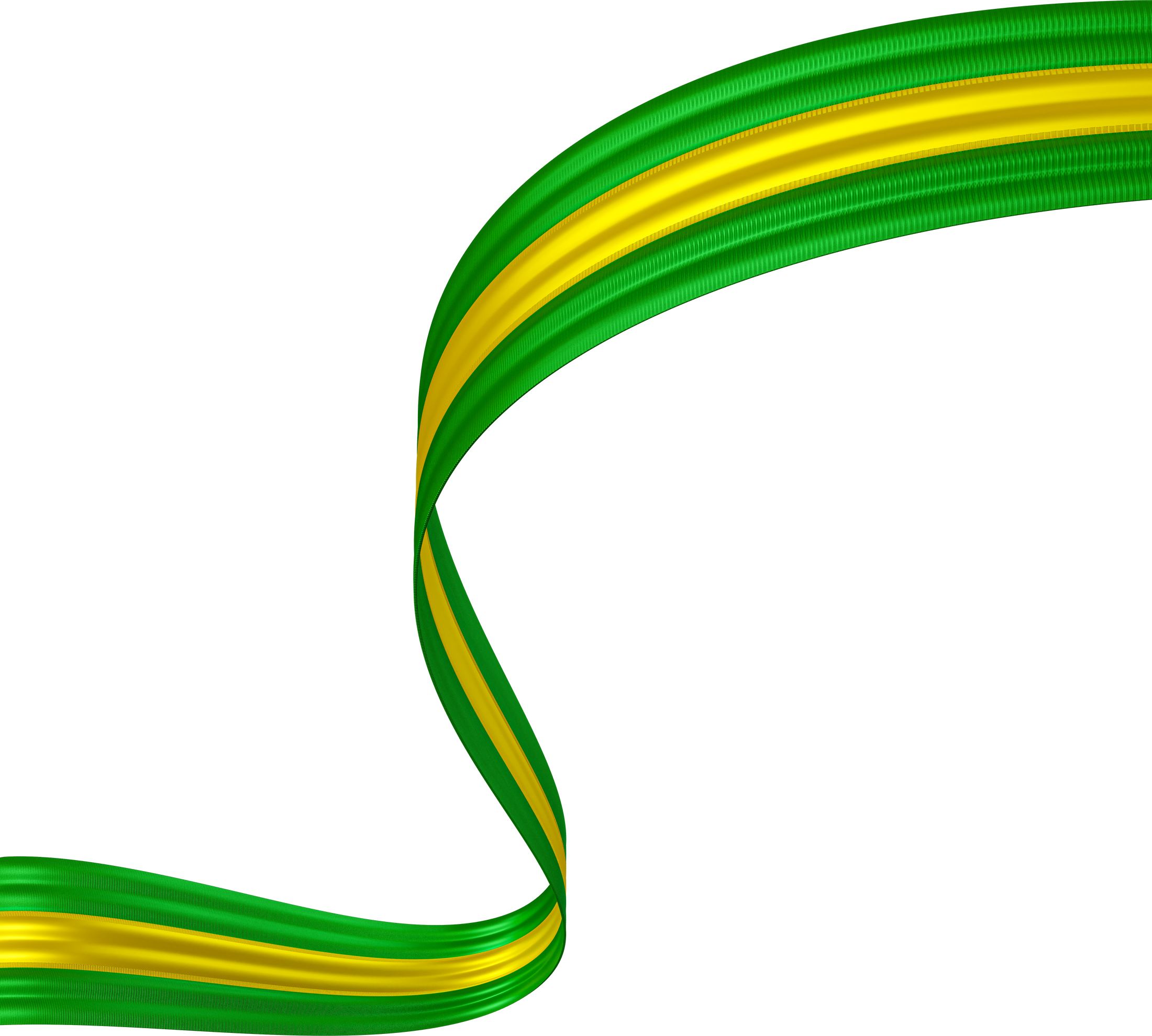 Green and yellow ribbon in 3d render